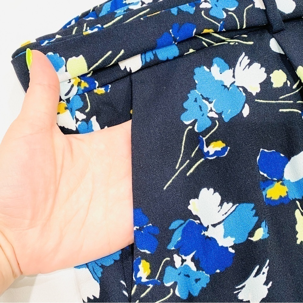 NWOT Halogen Navy Floral Plus Size Tie Waist Wide Leg Crop Capri Pants - Picture 6 of 6